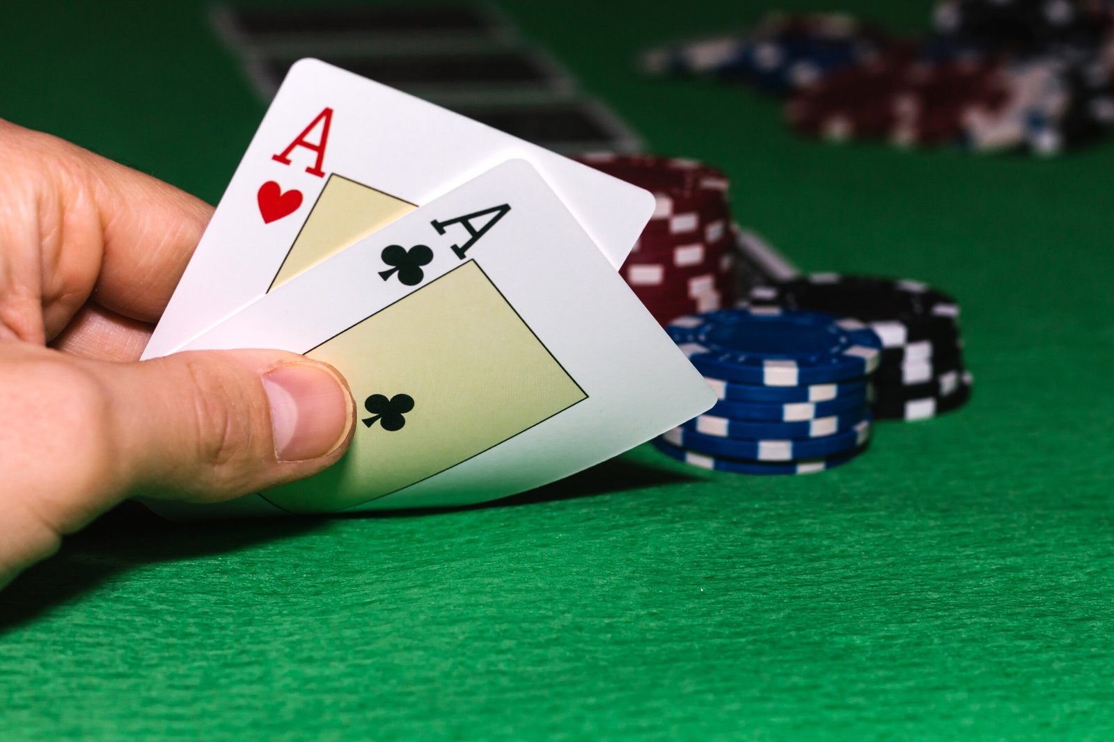 Man plays poker in the casino. loser, winner, addict, debt concept. with copy space.
